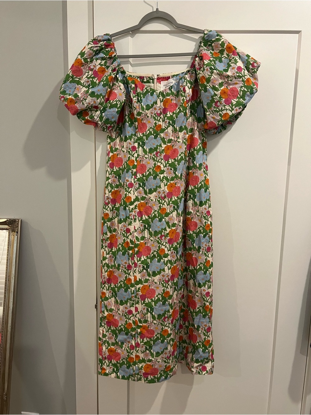HYACINTH HOUSE Green Multi Begonia Floral Sallie Midi Dress